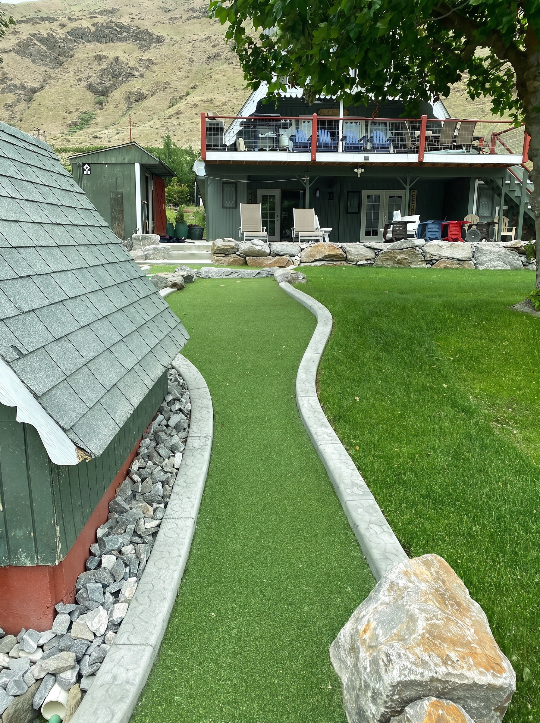 Turf path on a hillside