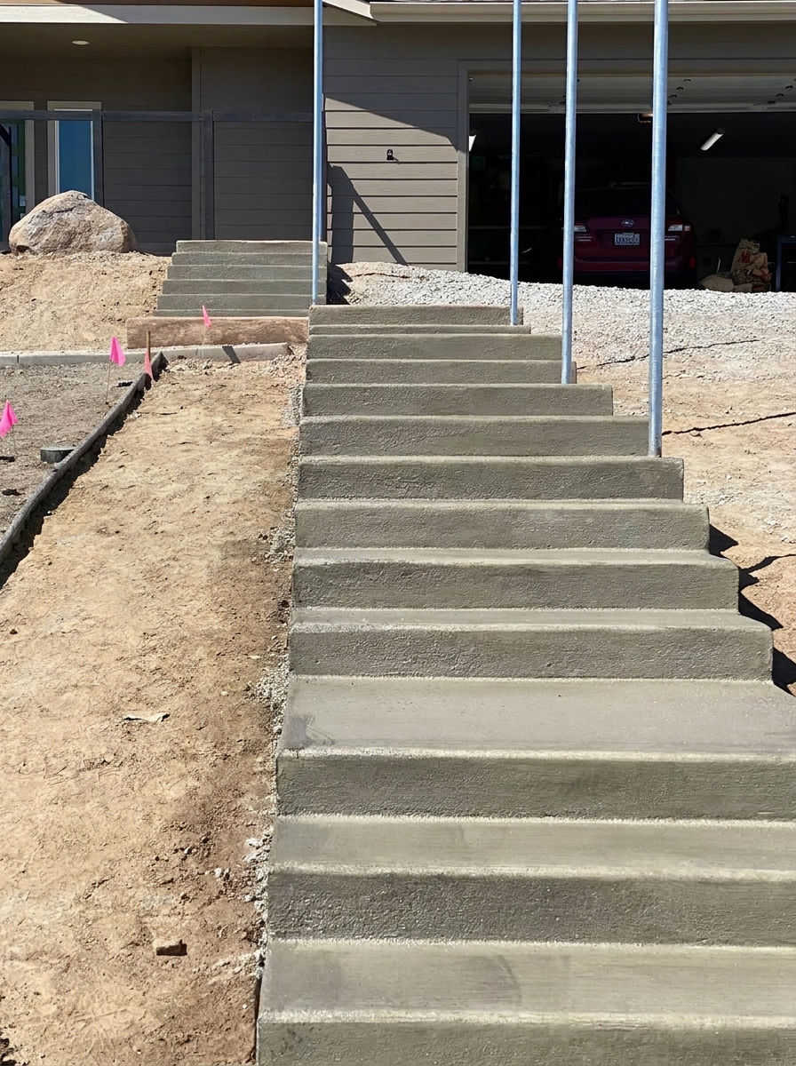 Poured concrete walkway