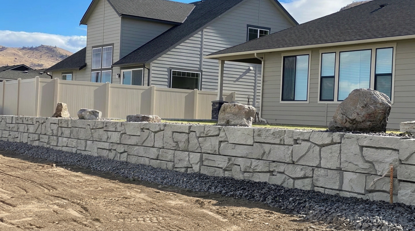 Stone retaining wall