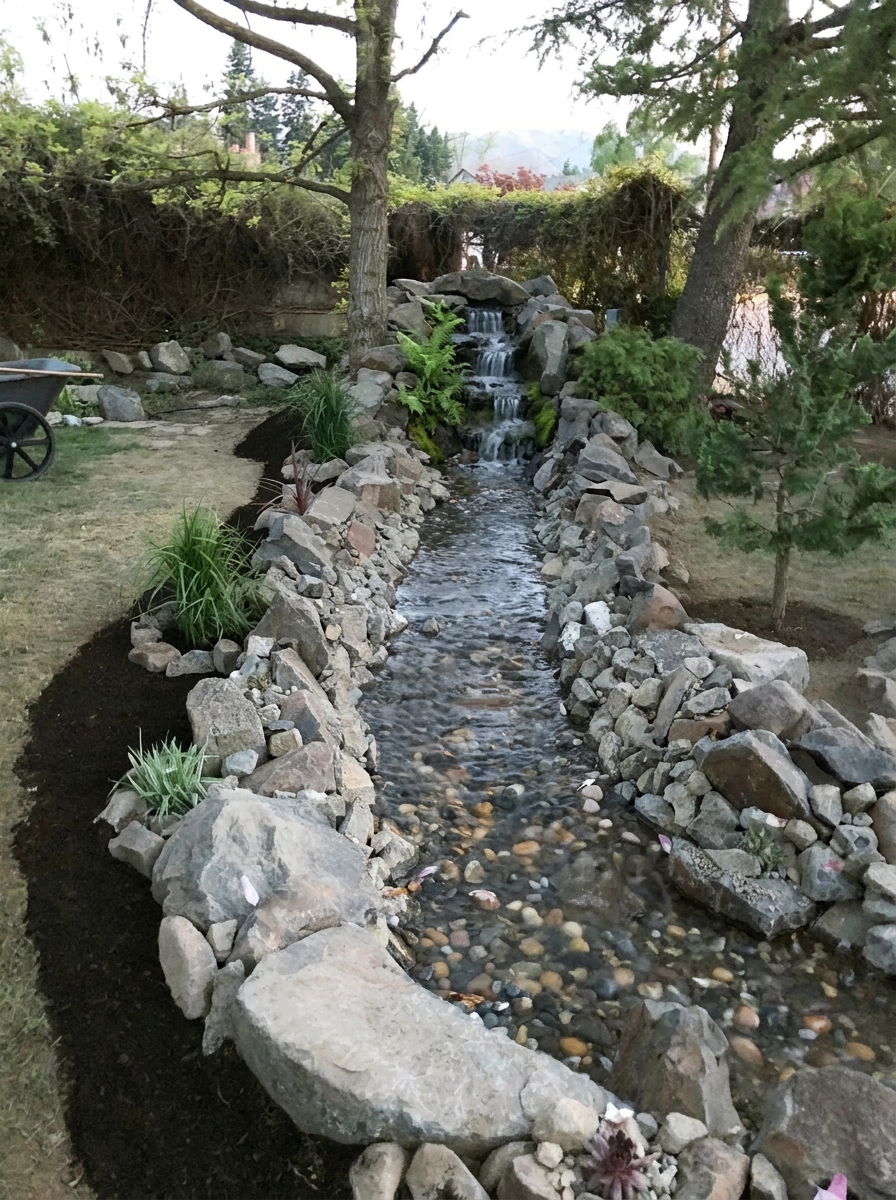 Garden waterfall water feature